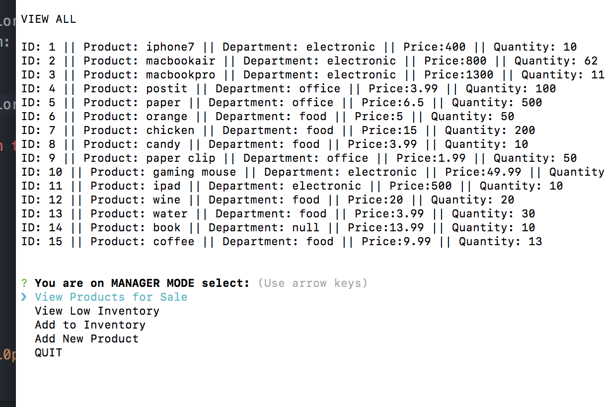 image of bamazon the program